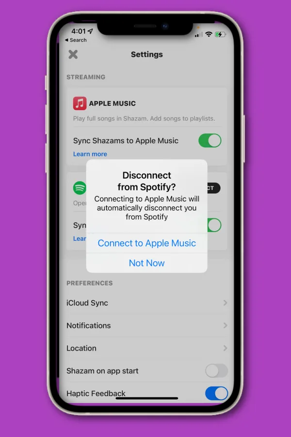 How to connect Shazam to Apple Music library