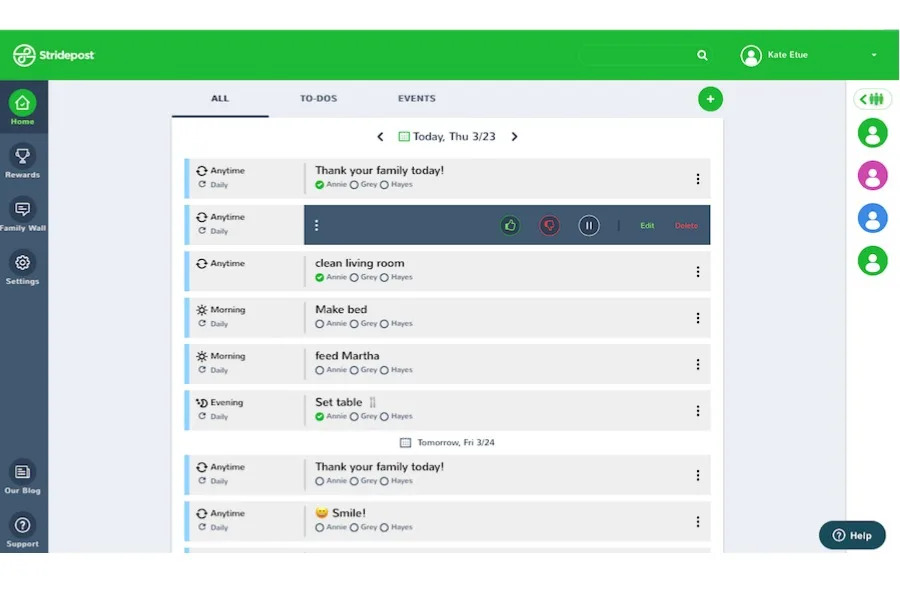Stridepost chores app helps managed your kids' chores and your family calendar in one place.