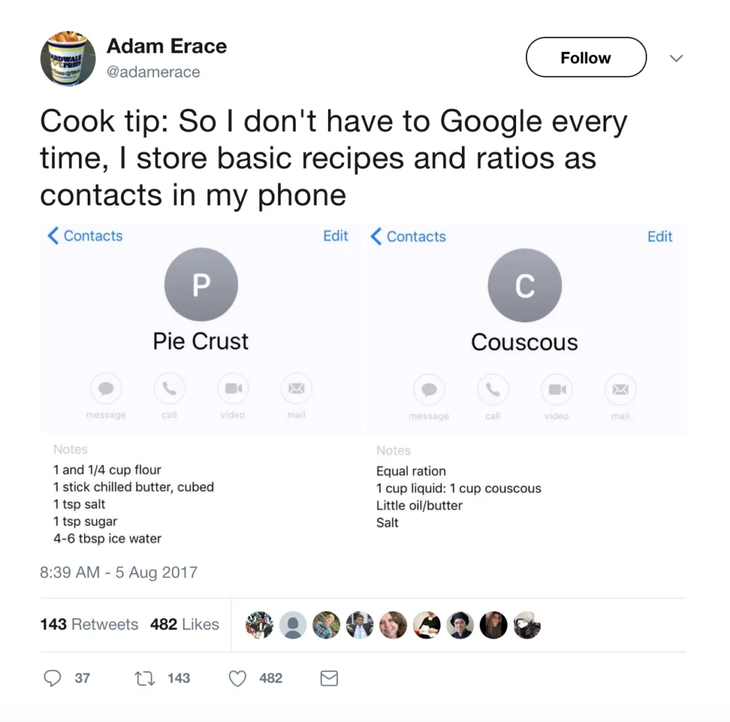 iPhone Trick: Use your contacts to store your recipes and ratios | Cool Mom Tech