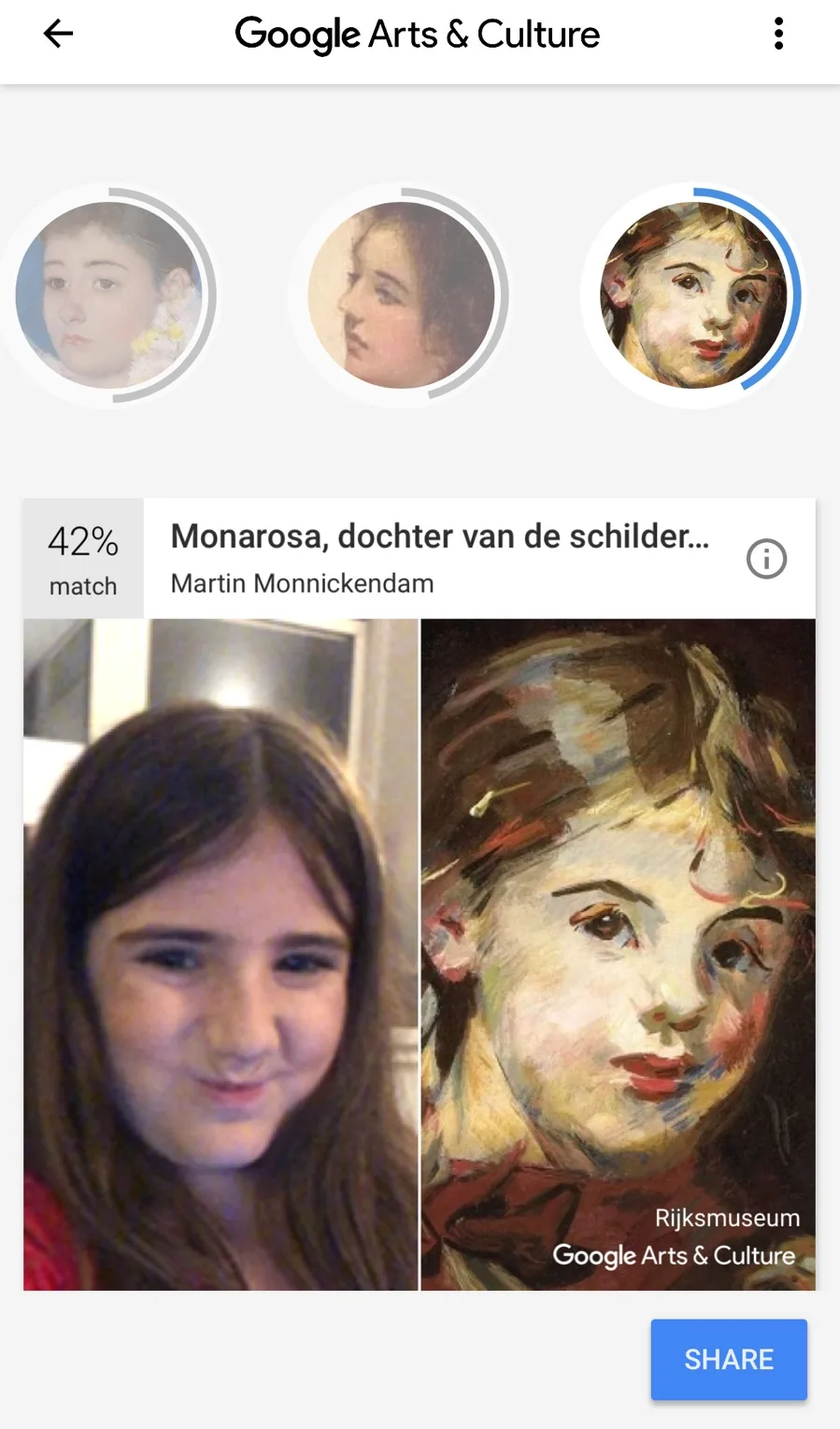 Compare your selfie with a work of art in the Google Arts & Culture app