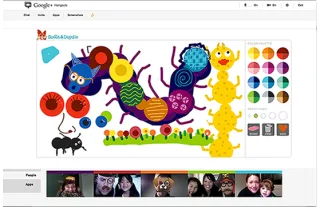 Using Google Plus to connect the kids with the family. And draw insane caterpillars