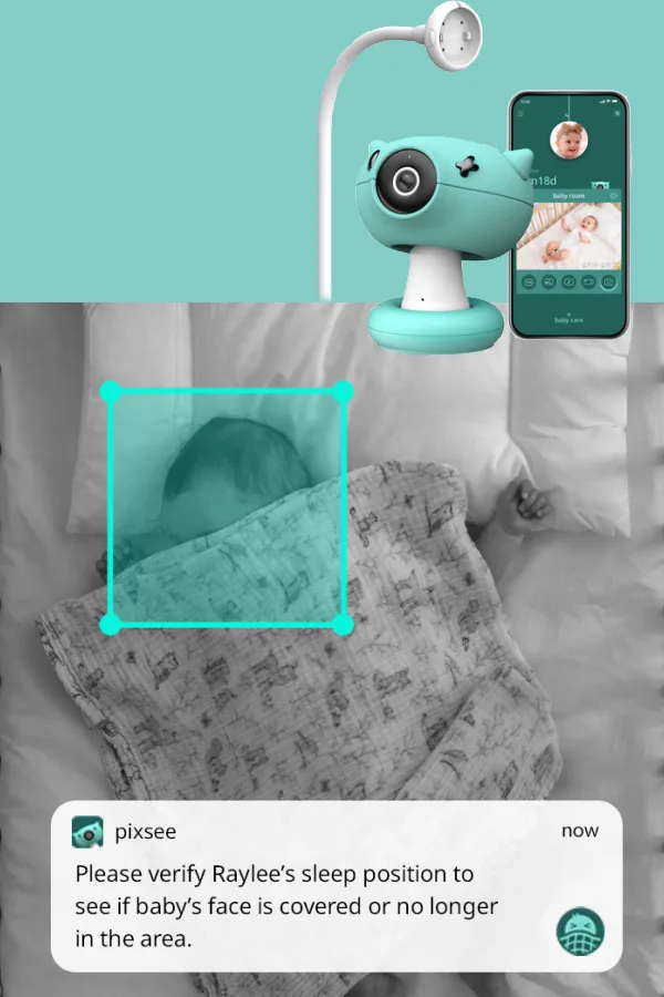 The Pixsee baby monitor has incredible features on the companion app like a face covering alert (sponsor)