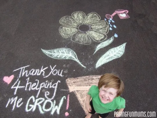 Teacher thanks using chalk drawings from Paging Fun Mums