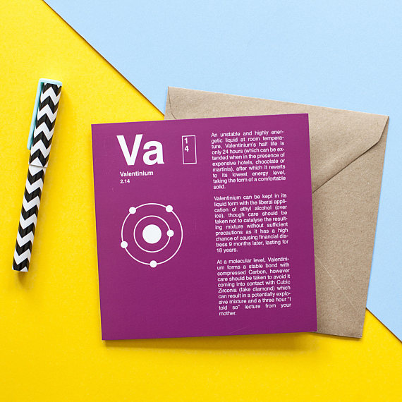 Pretend chemistry element Valentines Card | Cool Mom Tech