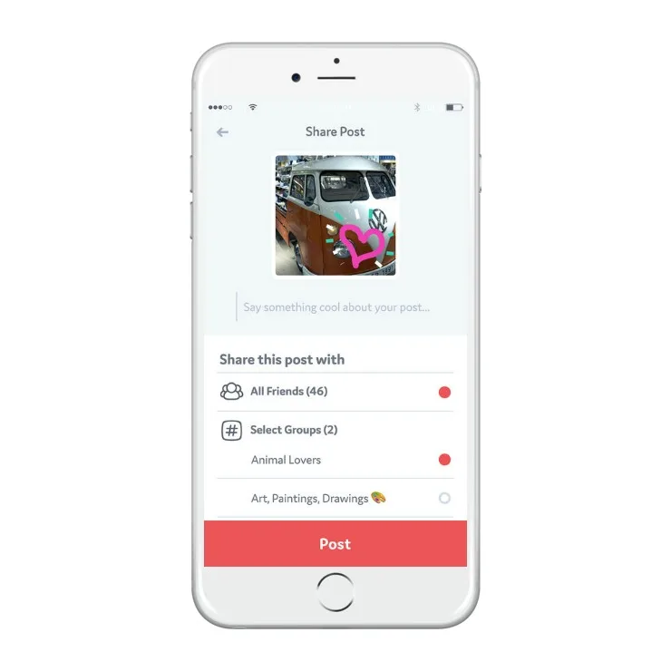 Share photos with all your friends or groups of friends on the Kudos app for kids