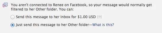 Want to send a Facebook message? That'll cost you.