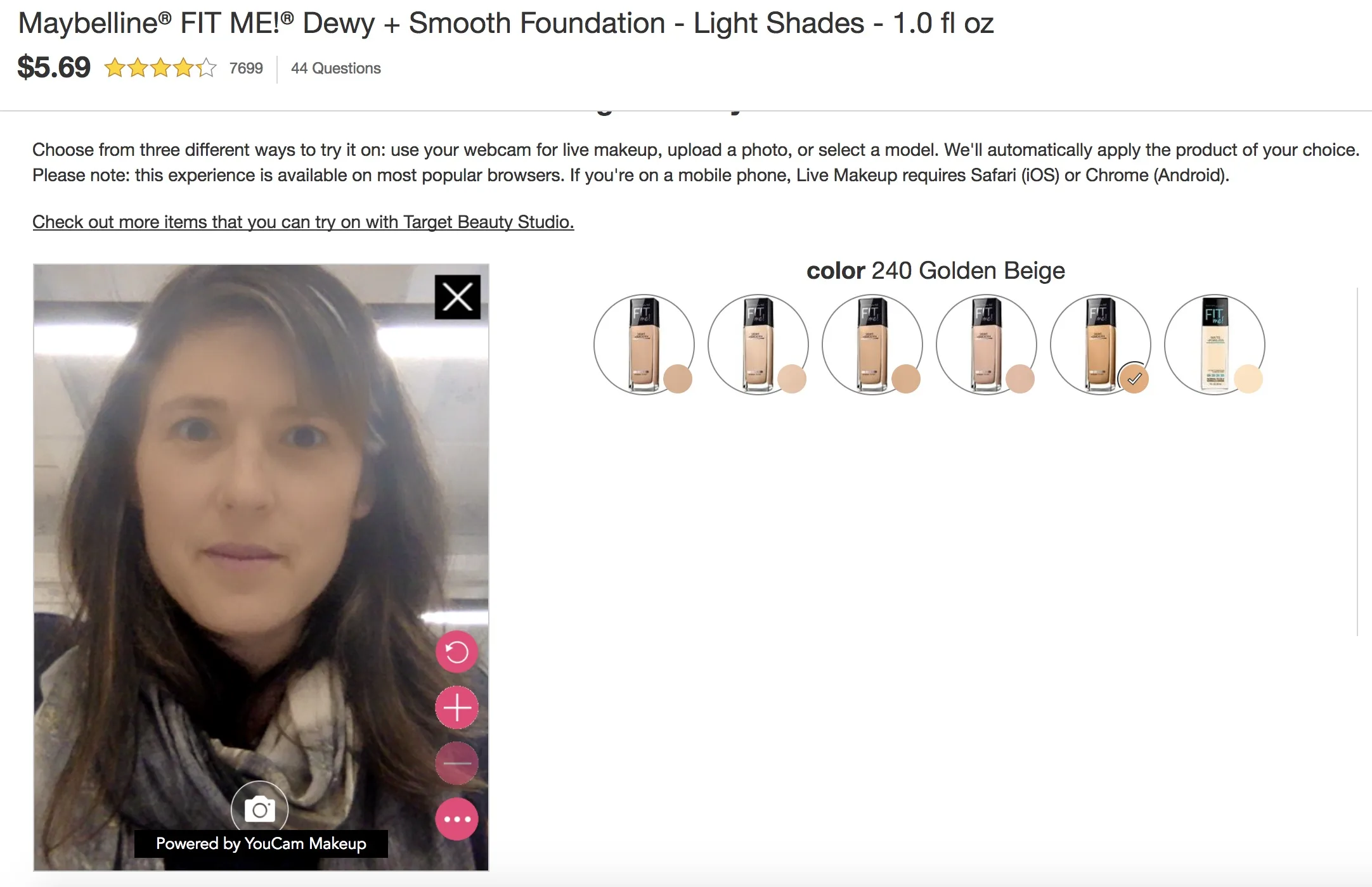 Target AR Beauty Studio feature
