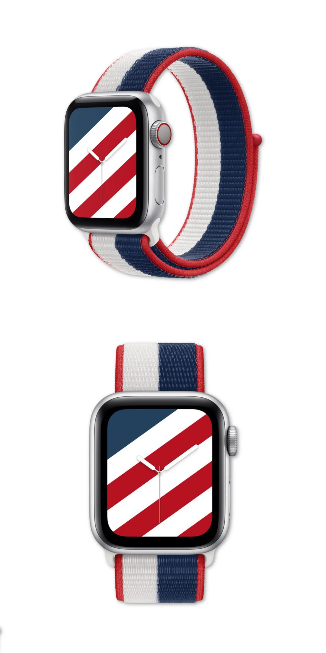 In time for the Olympics, the new USA Apple Watch International Sports Bands  coordinate with matching Apple Watch Faces. Lots of countries to choose from