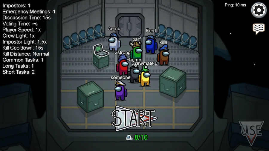 Among Us lobby in multiplayer game