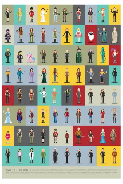 Cool artwork for geeky girls: Hall of Heroes poster by Scott Park
