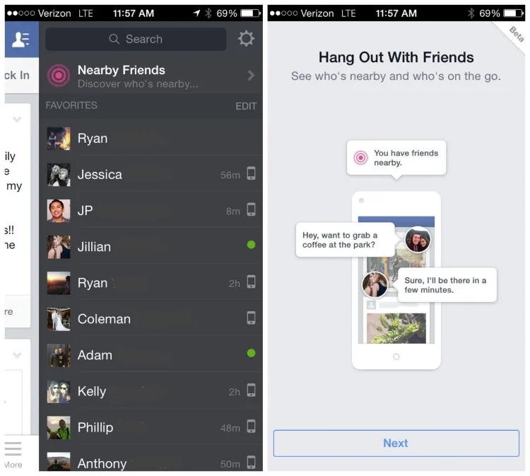 Nearby Friends on Facebook