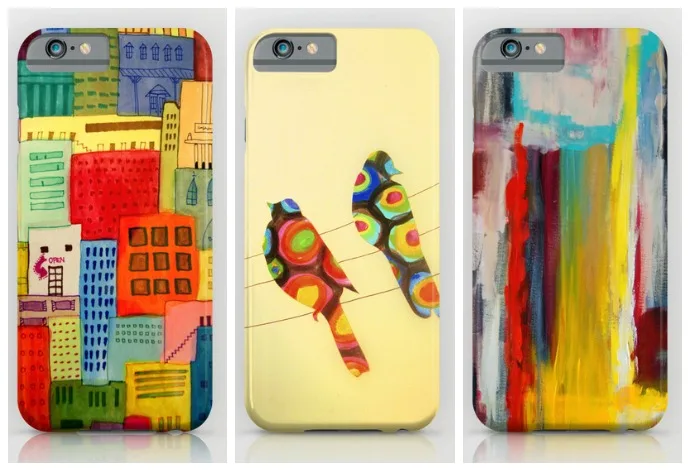 Colorful iPhone and Galaxy cases for spring by artist Sophie Demers