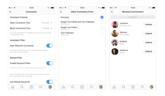 Instagram comment control
