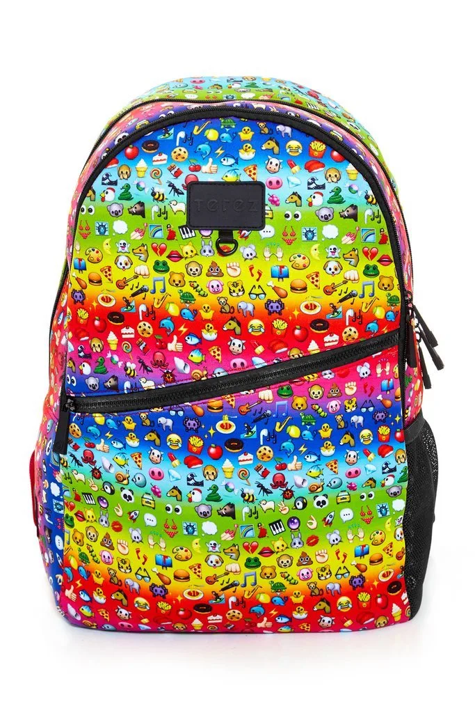 Emoji Movie activities and gear: Rainbow Emoji backpack at Terez