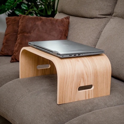 Ergonomic laptop accessories: This handmade wooden lap stand helps if you work from bed or the couch
