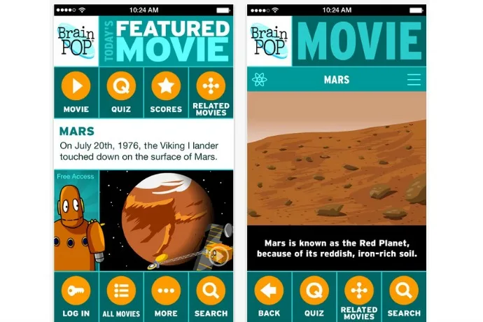 Free app of the week on Cool Mom Tech: Brain Pop Featured Movie educational app