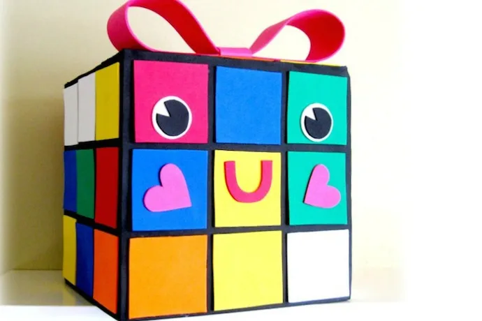 Geeky Valentine's Craft: A Rubix Cube Valentine's mailbox for kids