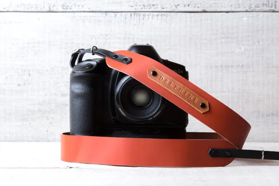 Personalized leather camera strap