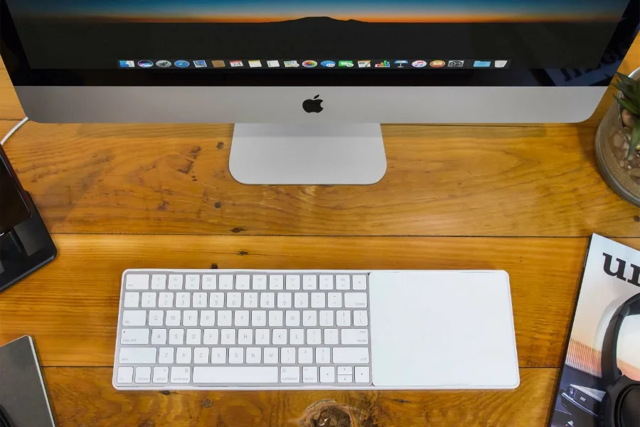 The MagicBridge connects your wireless keyboard and trackpad, Mac users