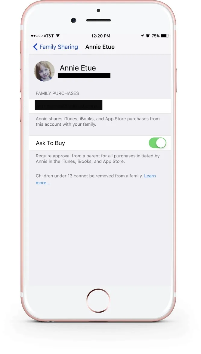 How to turn on Ask to Buy, by accessing your Family Sharing page
