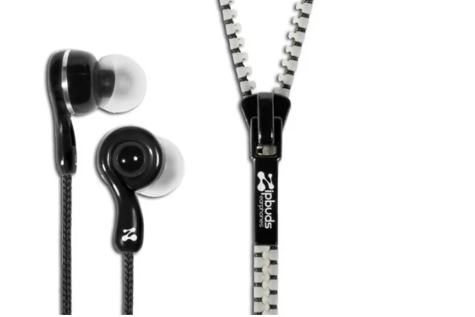 Zipbuds Juice 2.0 noise cancelling earbuds with a clever no-tangle zipper design