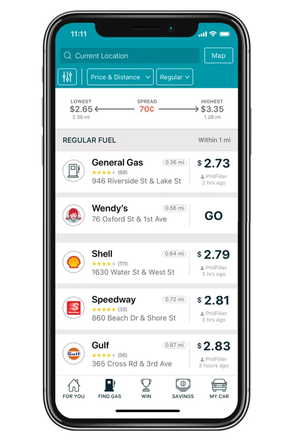 The gas buddy app is a must-have for road trips