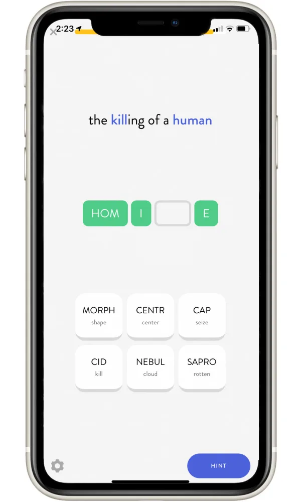 Build vocabulary by learning root words, with Wordcraft app