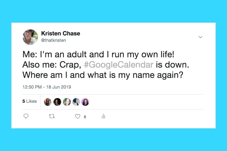 Funny Twitter makes fun of Google Calendar being down