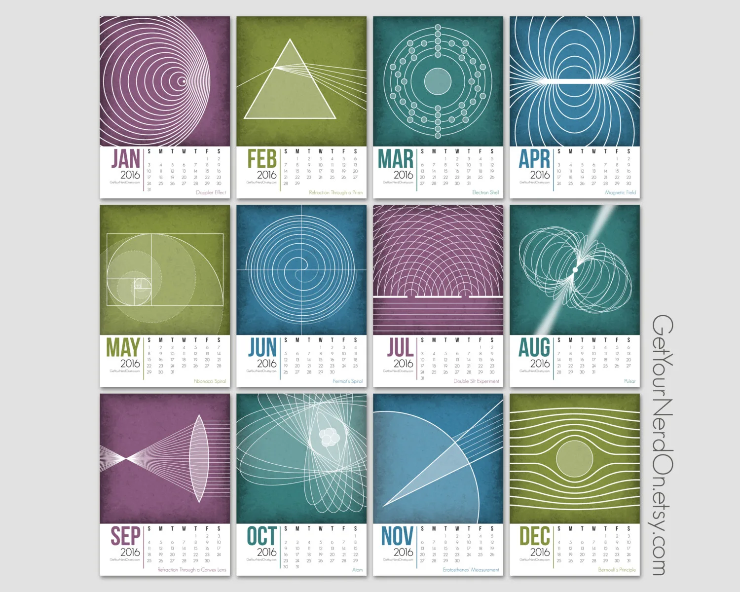 Math + Science calendar via Get Your Nerd On