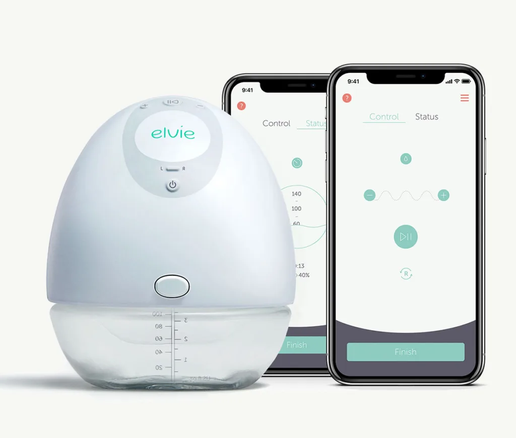 The Elvie breast pump: The single or double nestles into your bra and you can monitor it using a companion app