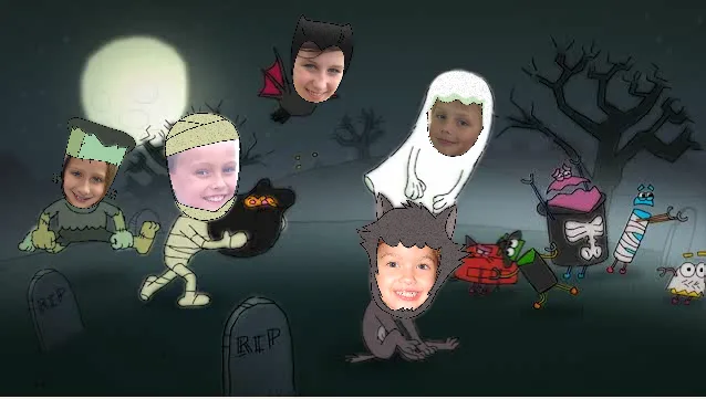 Storybots Halloween app for kids that makes them make ecards starring them