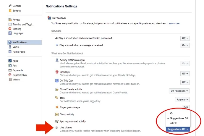 How to turn off Facebook Live notifications