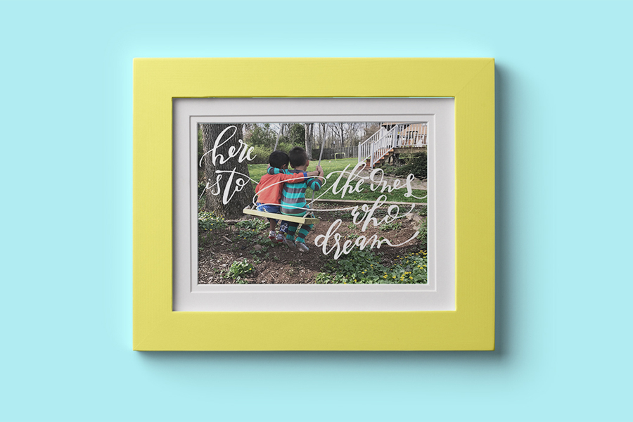 Creative Kid Portrait Ideas for Father's Day: Custom calligraphy over a favorite photo from Calligraphy Portraits | Father’s Day Gifts 2017