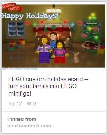 LEGO Custom Holiday Card Pin from Cool Mom Tech