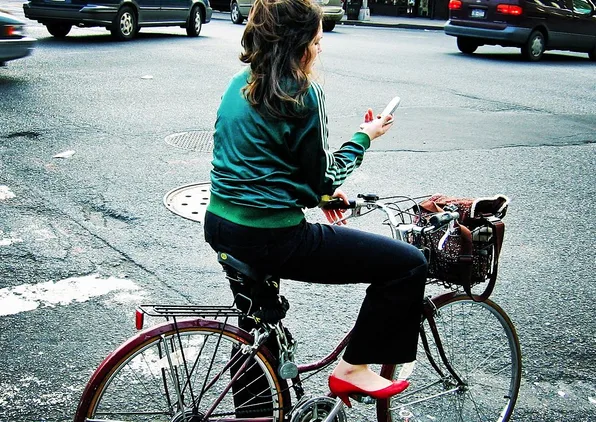 woman reading phone