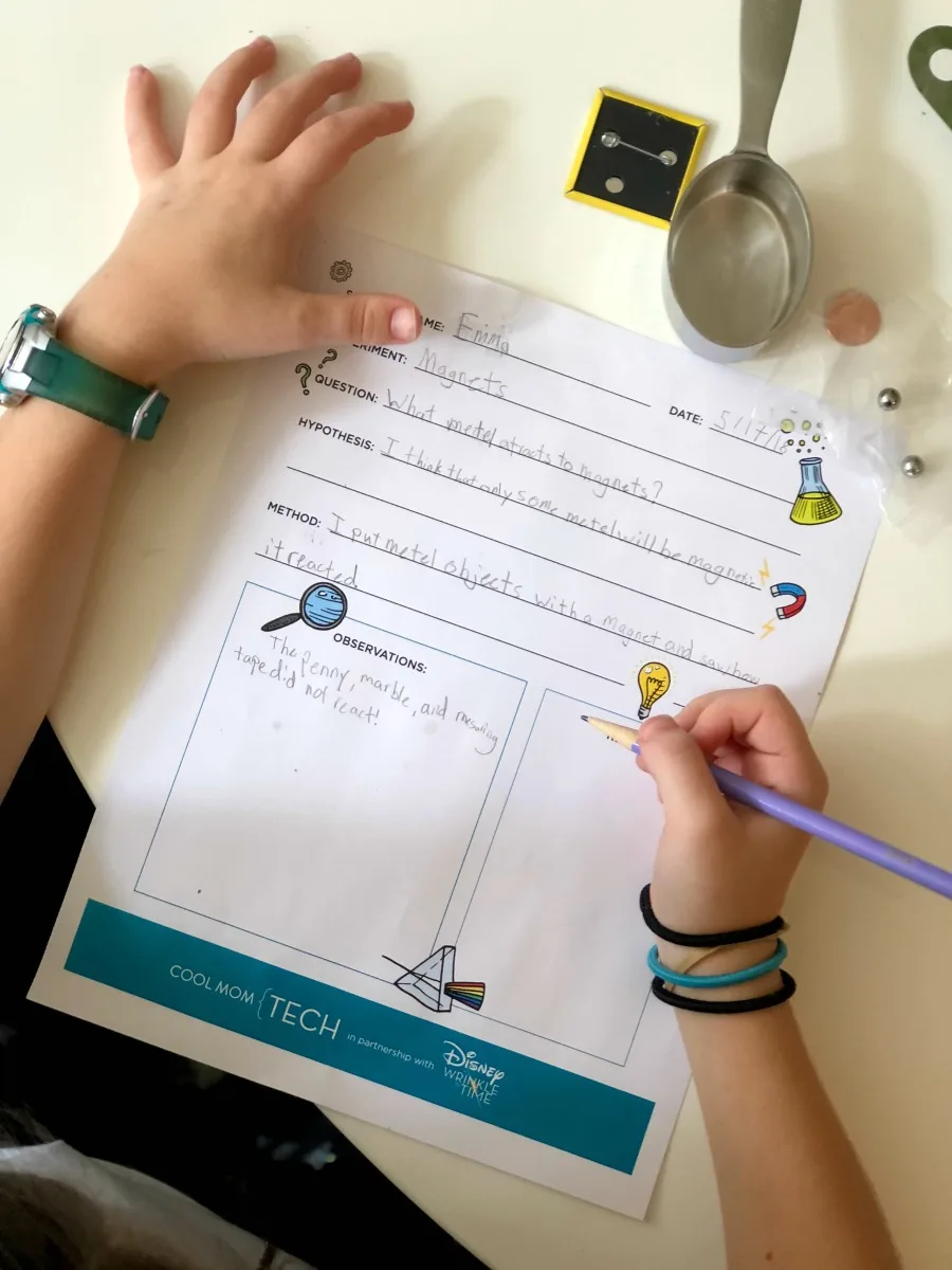 Free printable science experiment worksheet for older kids